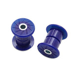 Blue SuperPro polyurethane rear rearward leaf spring eye bushings with metal inner sleeves in SPF5587K kit.
