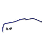 SuperPro Roll Control 24mm adjustable rear sway bar featuring a blue powder-coated finish and multi-position adjustment holes.