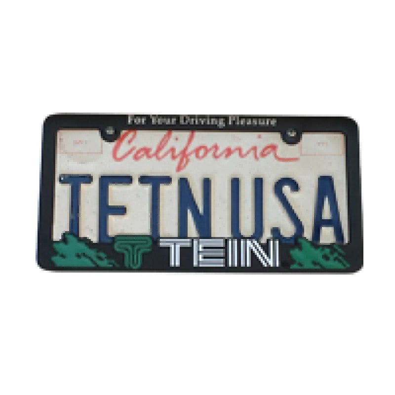 Black license plate frame featuring the official Tein logo and text