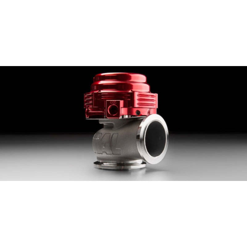 Red TiAL Sport MVS 38mm external wastegate with V-band clamps and included boost springs