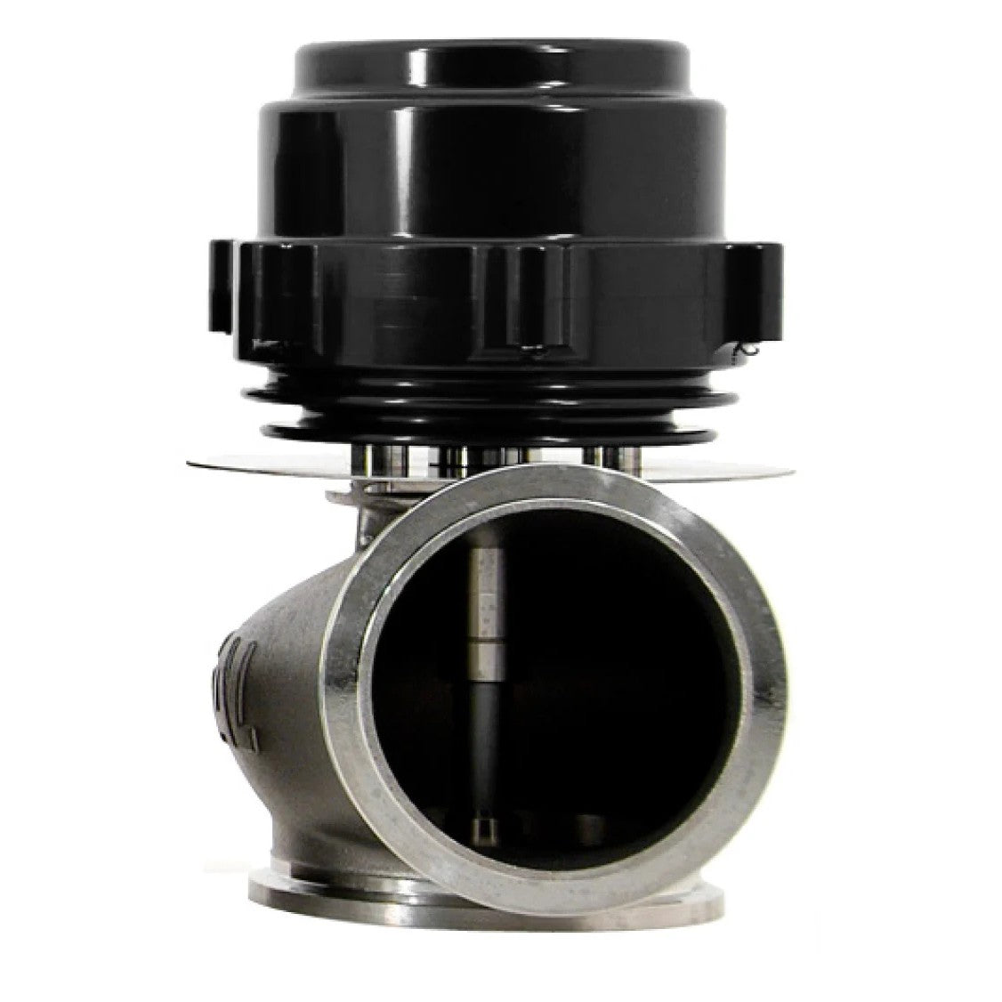 Black TiAL Sport V60 60mm external wastegate with V-band mounting flanges and 15.21 PSI spring.