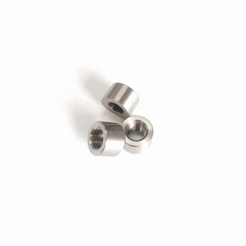 Ticon Industries titanium 1/8 inch NPT sensor bung with a coped end for 1.5 to 5 inch diameter tubing.