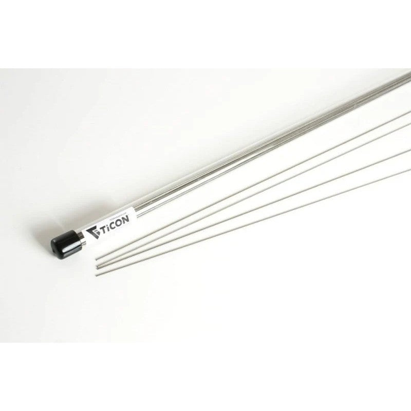 39-inch Ticon Industries CP1 titanium filler rods with 1mm diameter for TIG welding fabrication.