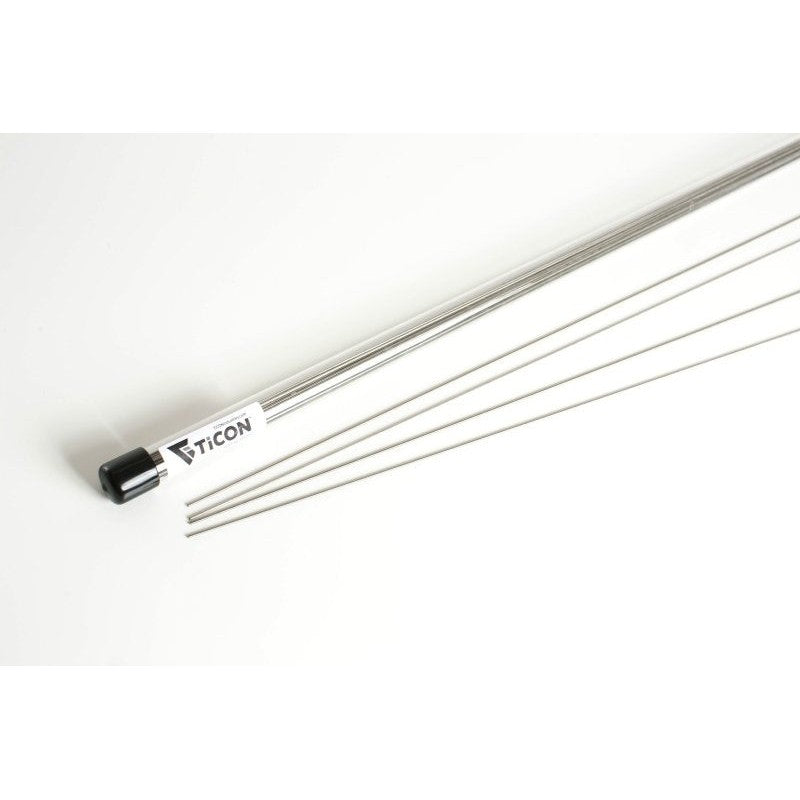 Bundle of 39-inch long CP1 titanium filler rods for TIG welding, 1mm diameter.
