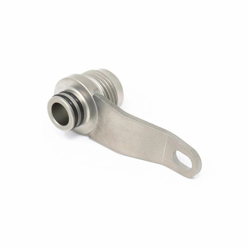 Torque Solution -10AN turbo oil return fitting with mounting flange for Subaru EJ engine blocks.