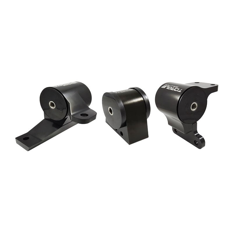 Three CNC machined billet aluminum front engine mounts for Mitsubishi Lancer Evolution X and Ralliart.