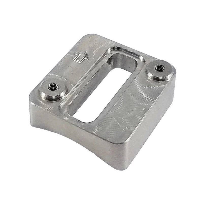 Aluminum Denso MAF sensor flange with a radiused base for 3-inch intake piping.
