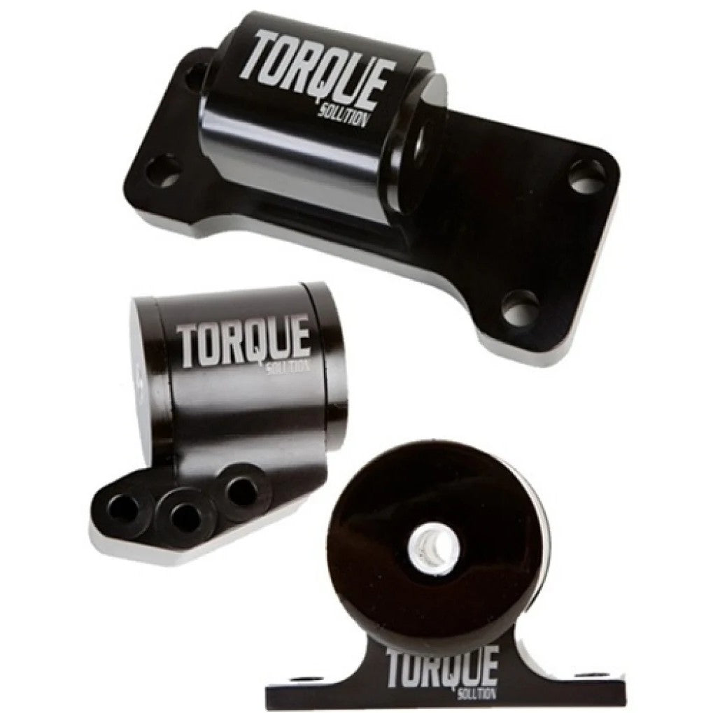 Torque Solution billet aluminum three-piece engine mount kit for 2005-2006 Mitsubishi Lancer Evolution.