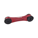 Red anodized CNC machined billet aluminum pitch stop mount for Subaru.
