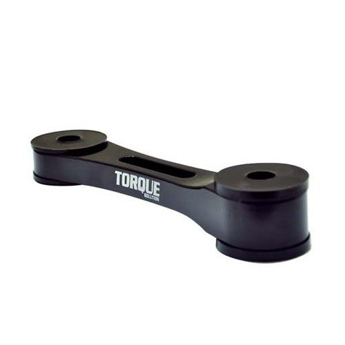Torque Solution black anodized billet aluminum pitch stop mount with polyurethane bushings for Subaru drivetrain.