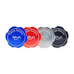 CNC machined billet aluminum oil cap with integrated breather port for Subaru and Toyota 86 engines.