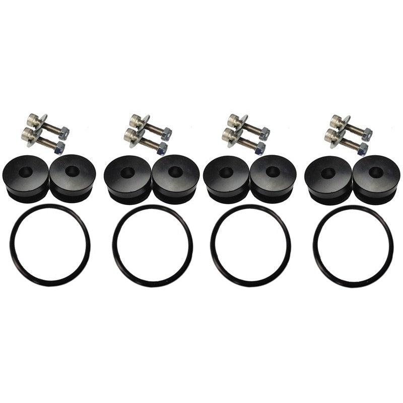 Black anodized Torque Solution billet bumper quick release kit combo including fasteners and mounting hardware.