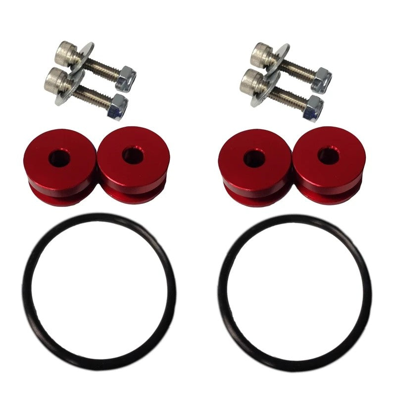 Torque Solution red anodized billet aluminum bumper quick release kit including fasteners and O-rings