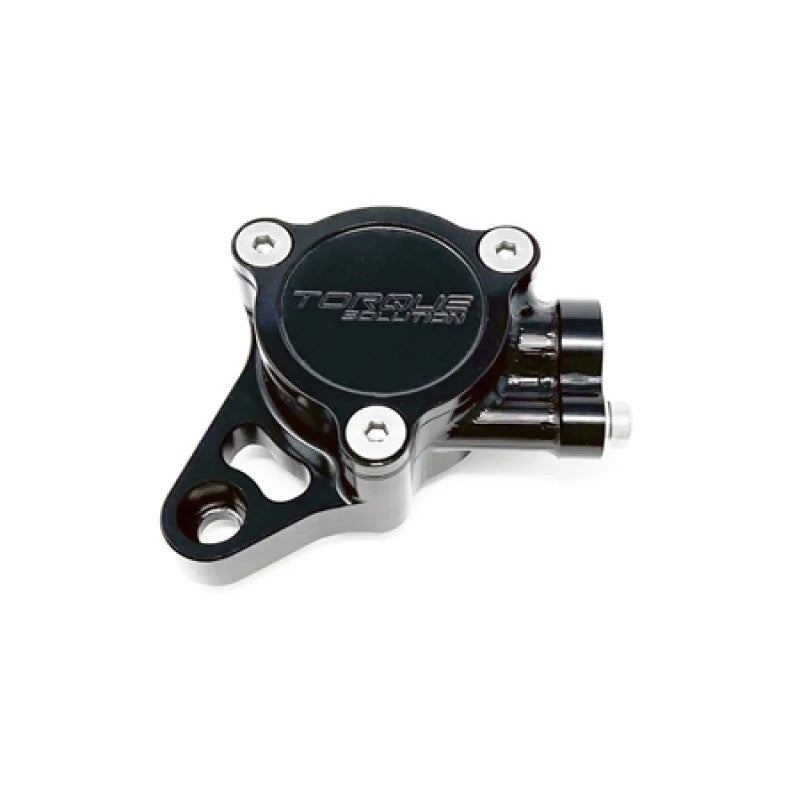 Torque Solution black anodized billet aluminum cam sensor housing for Mitsubishi Evolution 4, 5, 6, 7, and 8