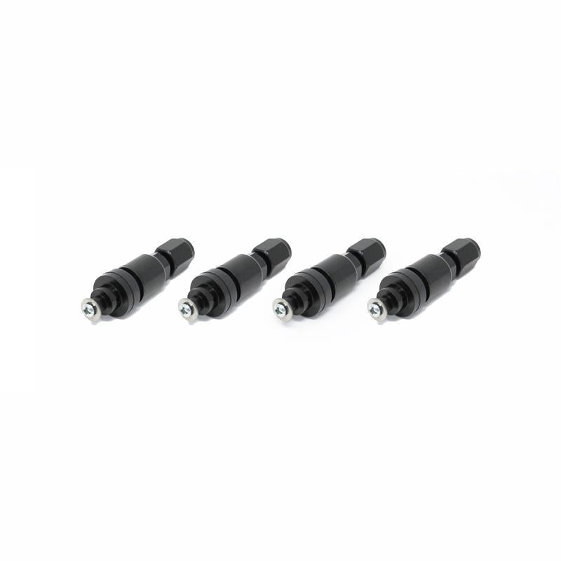 Torque Solution black anodized billet aluminum TPMS valve stem kit for 2008-2020 Subaru vehicles.