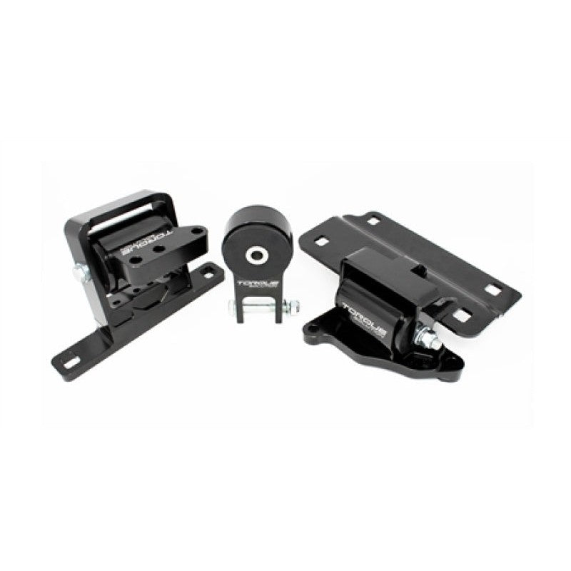 Torque Solution black billet aluminum engine mount kit with red polyurethane bushings for Ford Focus ST and RS