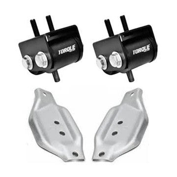 A pair of Torque Solution performance engine mounts and mounting plates for Subaru 2002-2017 models.