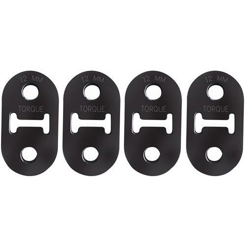 High-durometer black polyurethane 12mm long extended exhaust hanger mount with dual mounting holes.