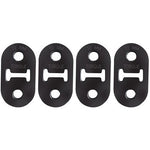 High-durometer black polyurethane 12mm long extended exhaust hanger mount with dual mounting holes.
