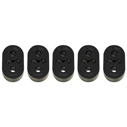 Torque Solution exhaust mount kit featuring five heavy-duty black hangers for Subaru models.