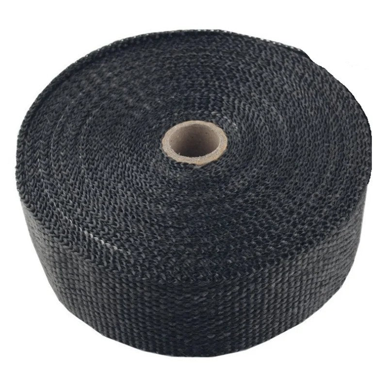 Roll of 1-inch wide black fiberglass exhaust wrap by Torque Solution