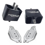 Torque Solution CNC machined solid billet engine mounts and mounting plates for Subaru EJ-series engines.