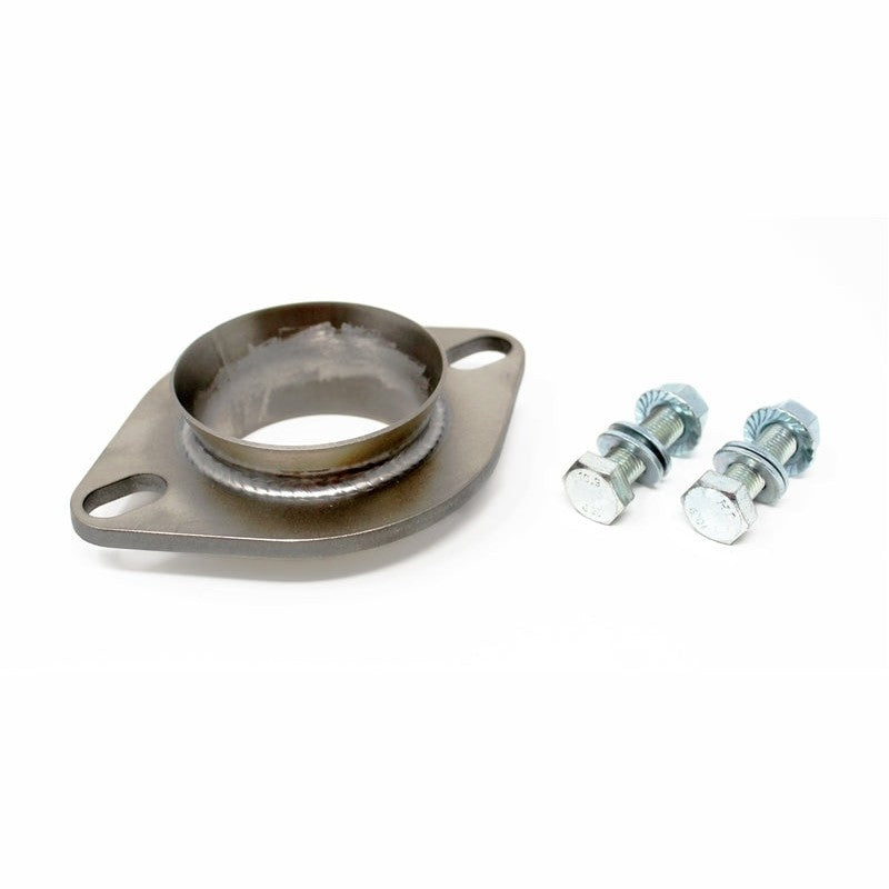 Torque Solution exhaust adapter for 3-inch Subaru downpipe to 2.5-inch OEM catback flange.
