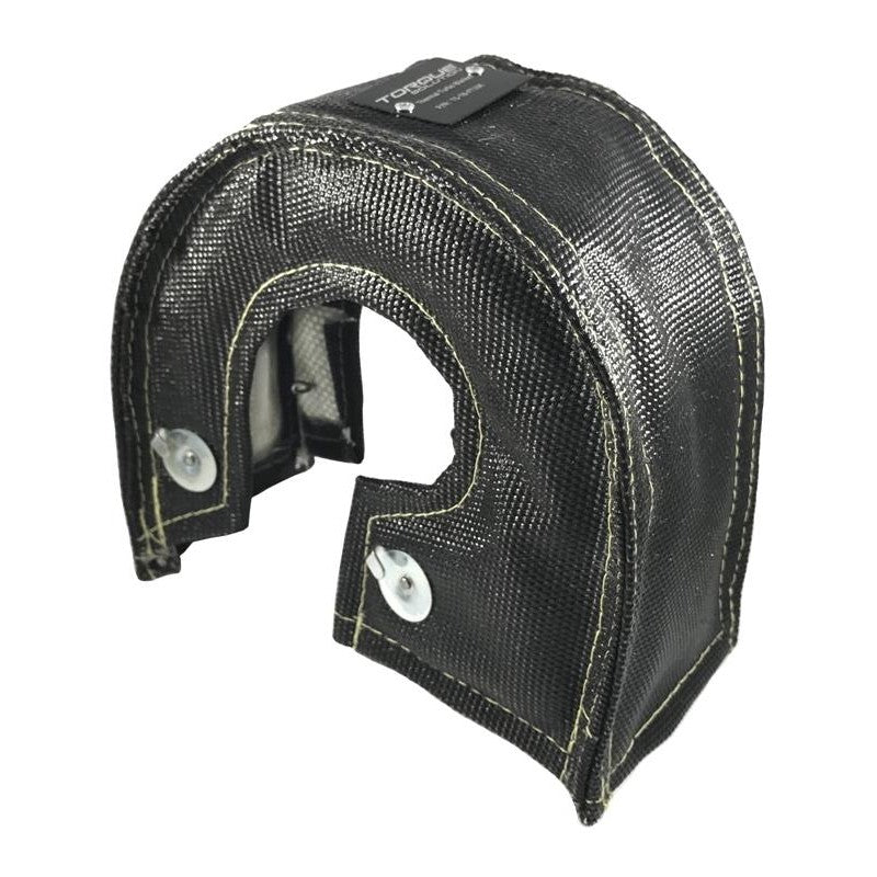 Black Torque Solution thermal turbo blanket designed for GT35, GT37, GT40, GT45, GT47, and GT55 turbochargers.