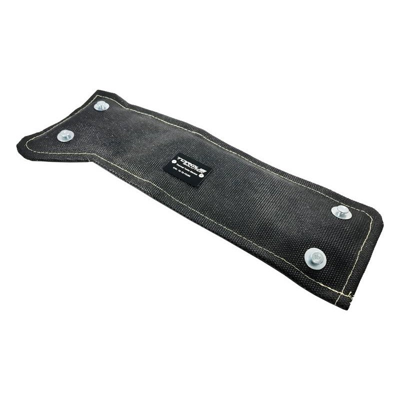 Black heat-resistant thermal turbo blanket designed to fit OEM Subaru turbochargers.