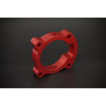 Red anodized Torque Solution throttle body spacer for 2010-2014 Hyundai Genesis Coupe 2.0T.