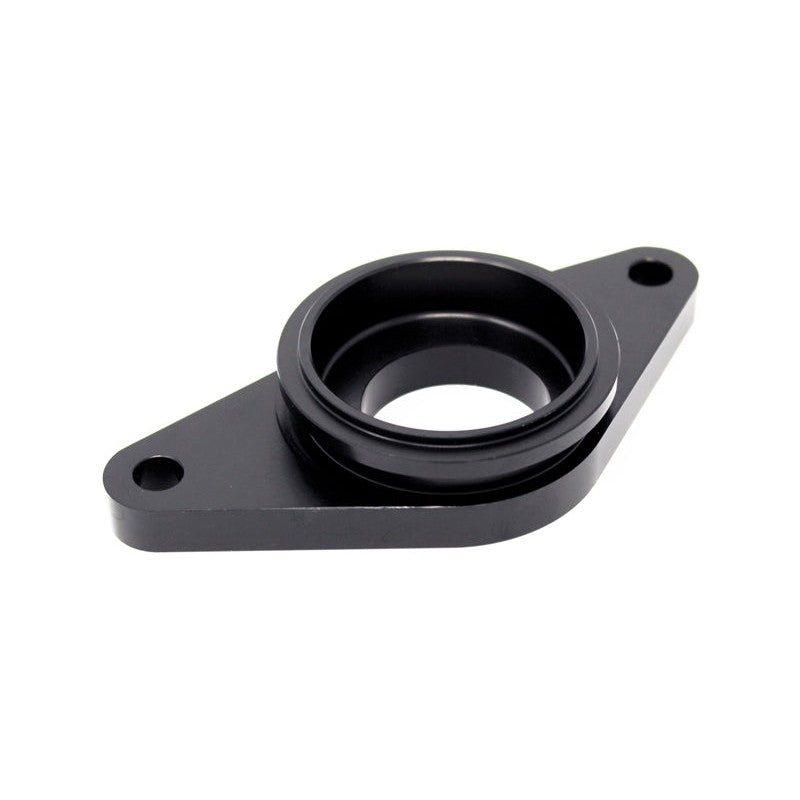 Black anodized billet aluminum Torque Solution TiAL blow off valve adapter for 2002-2018 Subaru WRX and STI.