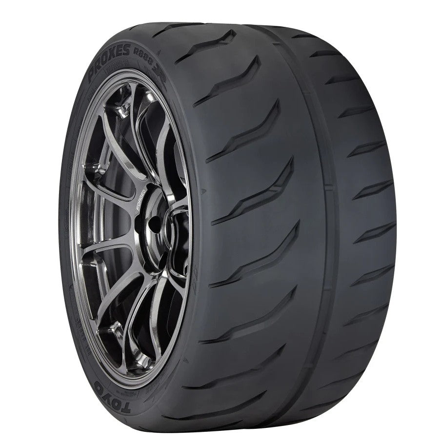 Toyo Proxes R888R competition tire featuring an asymmetric tread pattern and large outboard shoulder blocks.