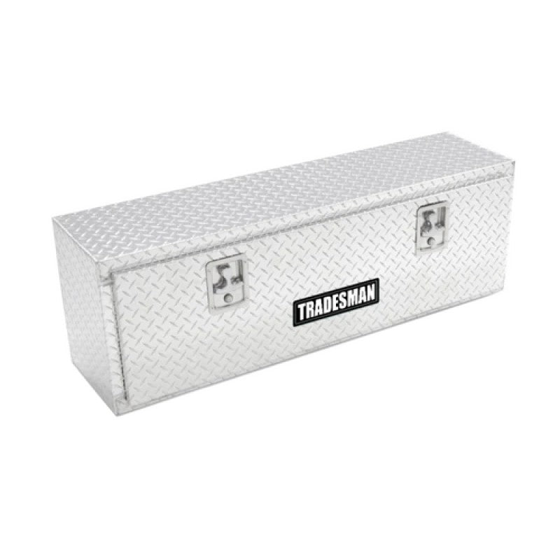Tradesman 72-inch Brite aluminum diamond plate top mount L-wing truck tool box.
