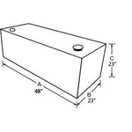 Black rectangular steel liquid storage tank for full-size pickup truck beds