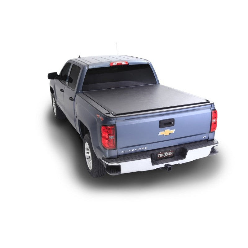 TruXedo Lo Pro soft roll-up tonneau cover in black leather-grain vinyl installed on a truck bed