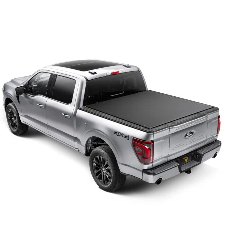 TruXedo Pro X15 matte black low-profile soft rolling tonneau cover installed on a Ford F-150 with a 6.5-foot bed.