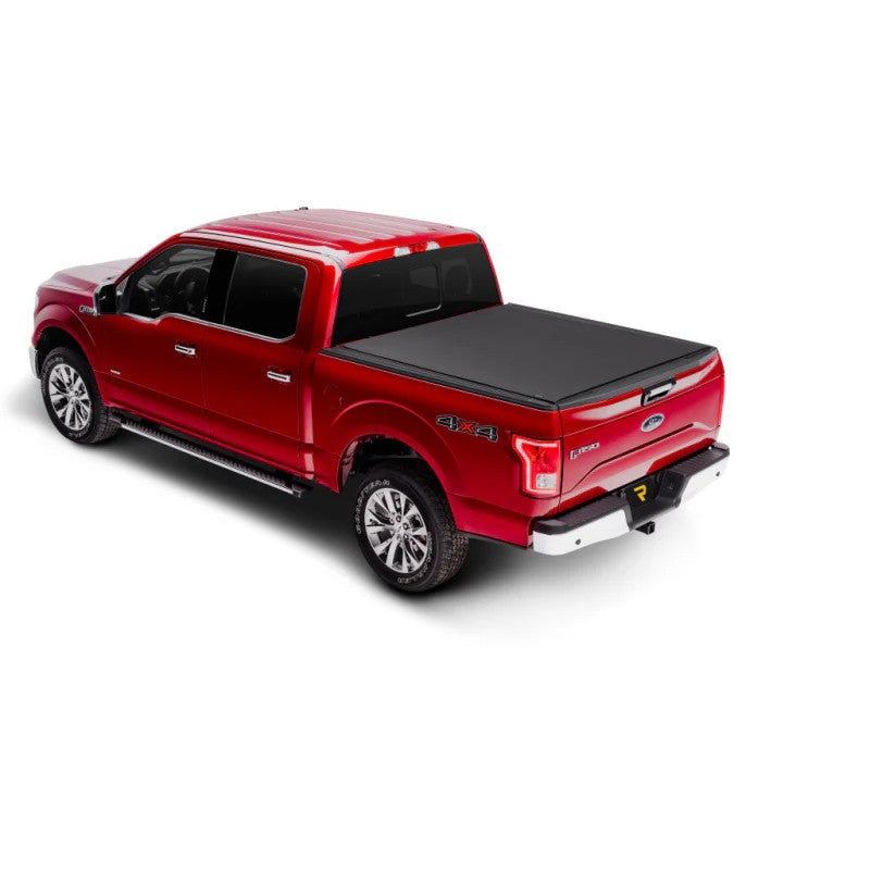 Truxedo Pro X15 matte black soft roll-up tonneau cover installed on a Ford Super Duty truck bed with 6' 6" bed