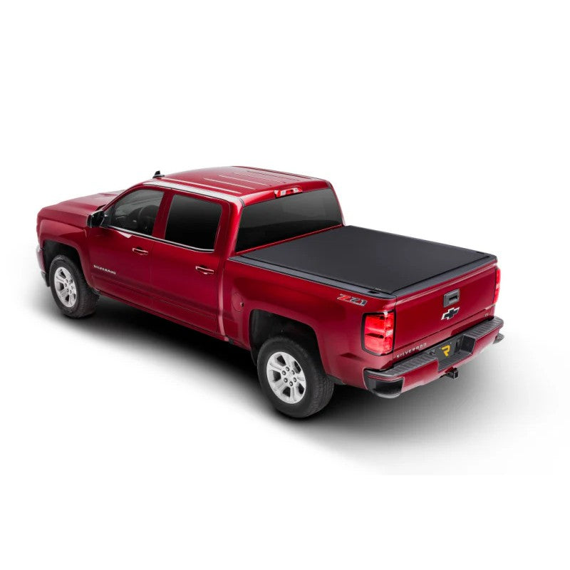 TruXedo Pro X15 matte black soft roll-up tonneau cover with ultra-low profile 15-degree rails on a Honda Ridgeline.