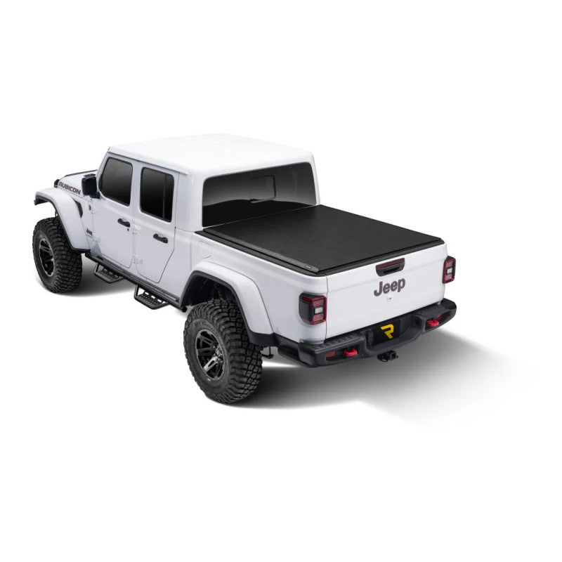 TruXedo Lo Pro low-profile roll-up truck bed cover in black leather-grain vinyl on a Jeep Gladiator 5ft bed.