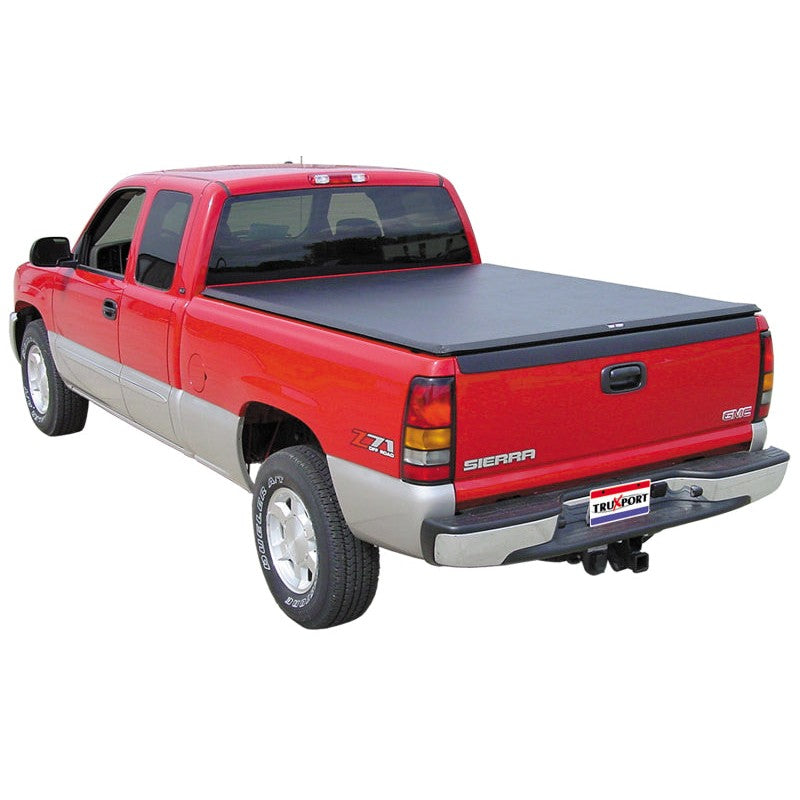 Truxedo TruXport soft roll-up bed cover with leather-grain vinyl on a Chevy Silverado with a 6.5-foot bed.