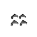 Four black powder-coated aluminum Truxedo Elevate load stops with integrated tie-down anchors and adjustment thumbscrews.