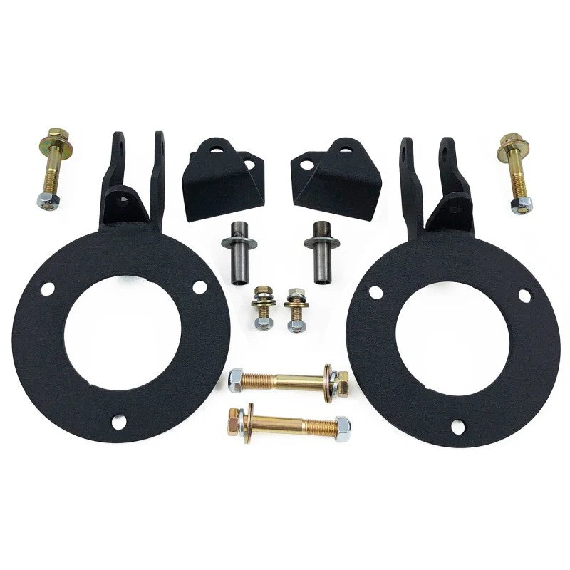 Tuff Country 75350 front dual shock mounting brackets and hardware for Ford and Dodge Ram 2500/3500 4WD.