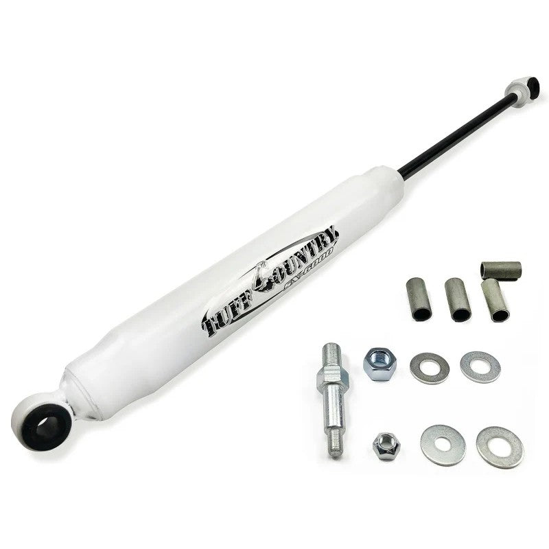 White Tuff Country EZ-Ride SX6000 rear hydraulic shock absorber with red polyurethane bushings.