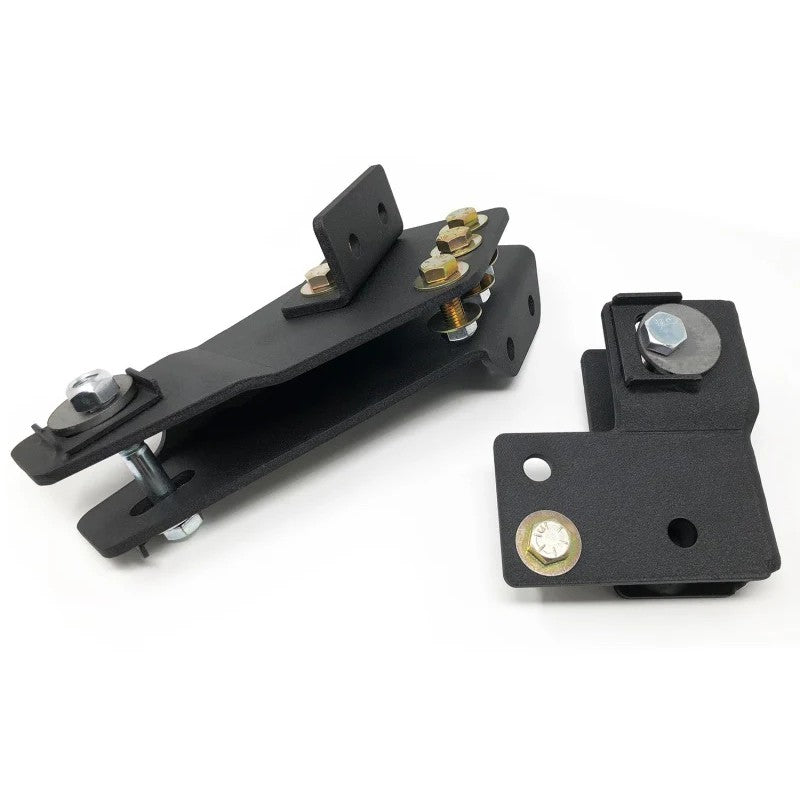 Tuff Country heavy-duty steel axle pivot drop brackets and adjustable camber bolts for Ford 4WD trucks.