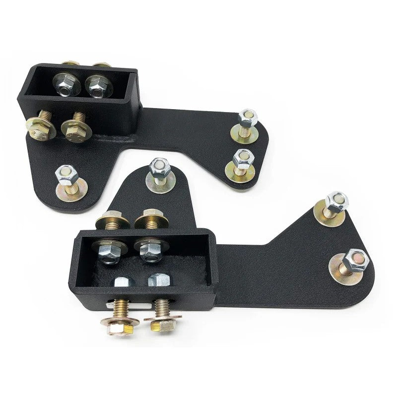 Tuff Country 20872 black 2-inch drop radius arm brackets pair for 1980-1996 Ford F-150 and Bronco 4WD trucks.