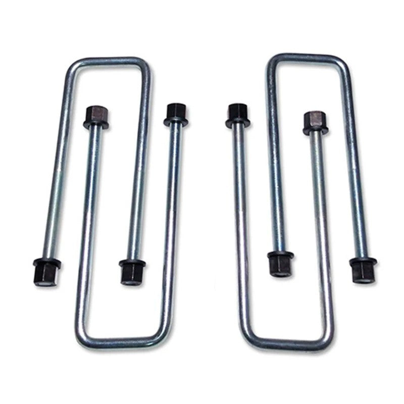 Set of four zinc-plated Tuff Country rear axle u-bolts with mounting nuts and washers.