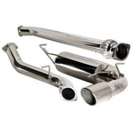Turbo XS catback exhaust assembly featuring a single 4-inch polished stainless steel tip for WRX hatchback models