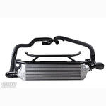 Turbo XS front mount intercooler kit with wrinkle black aluminum piping and core for 2015-2021 Subaru WRX and STI
