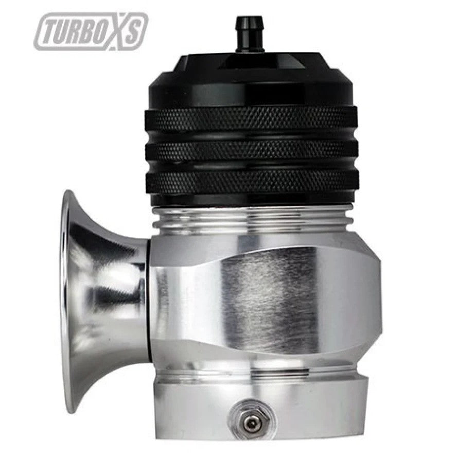 Turbo XS Type H-RFL atmospheric blow off valve featuring a billet aluminum body and piston assembly.