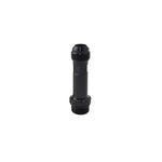Black anodized billet aluminum 70mm turbo drain extension with -10AN male and -10AN port fittings